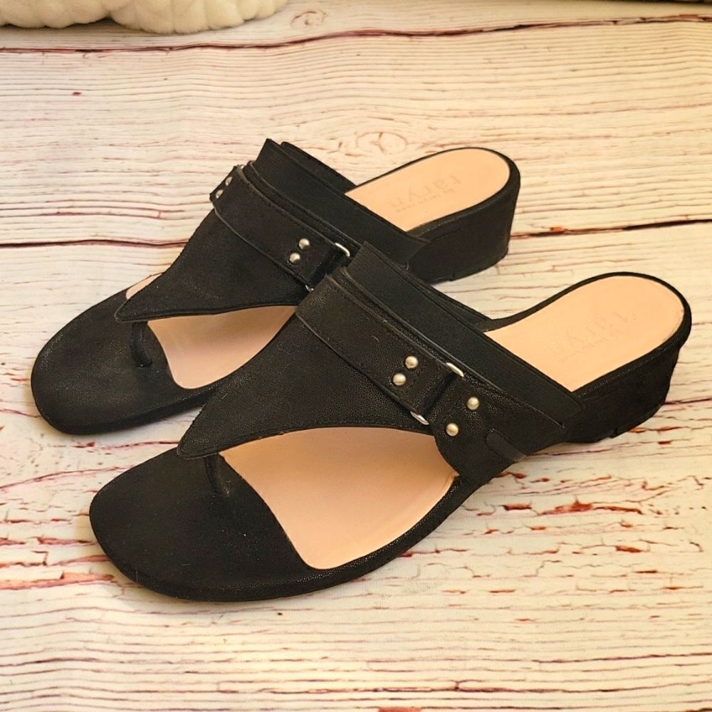TARYN ROSE Black Thongs Size 8.5 - Picture 7 of 7
